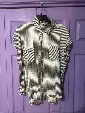 Striped Black and White Button-Up Shirt